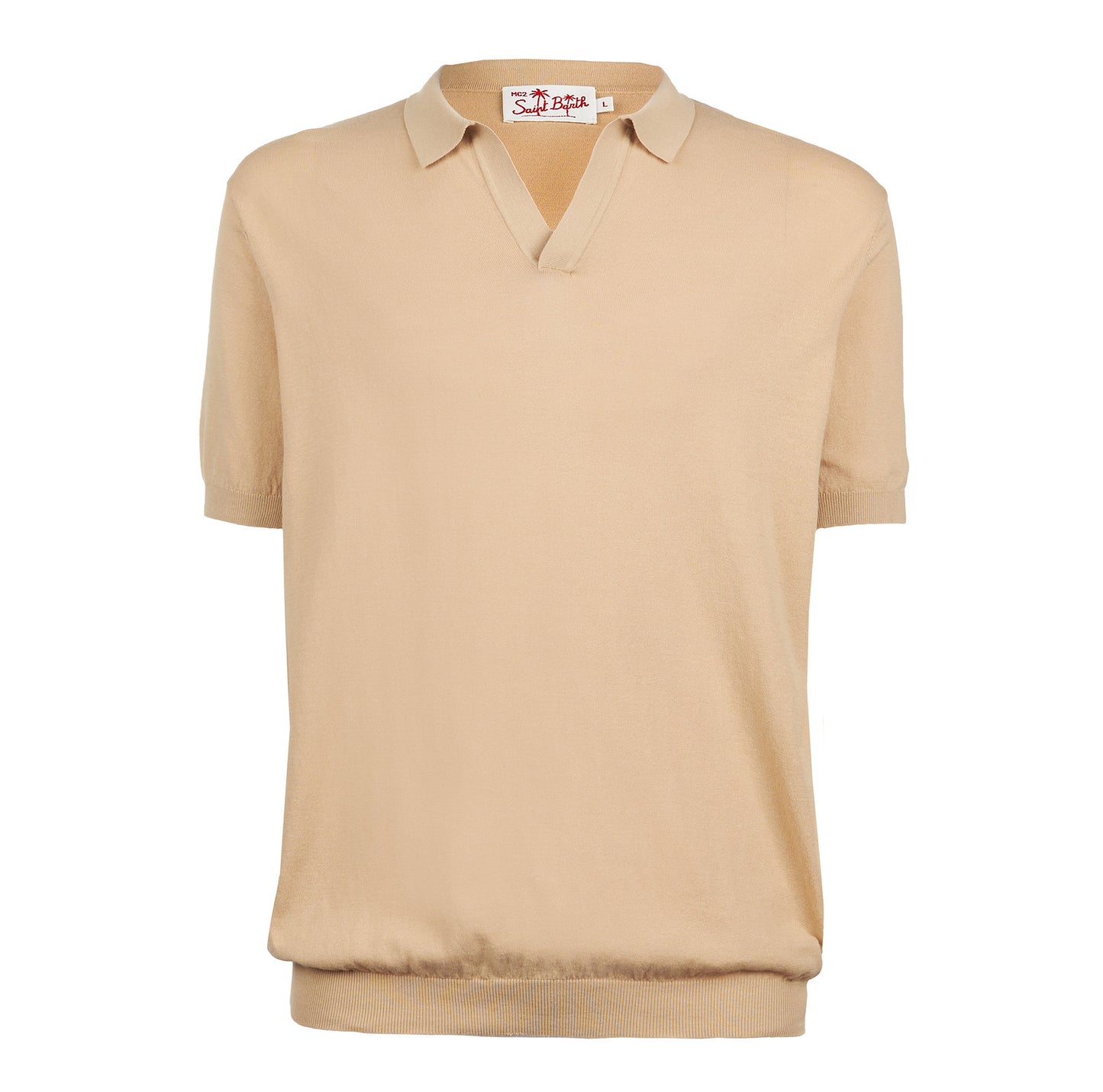Sloan beige knitted buttonless polo shirt - MC2 Saint Barth