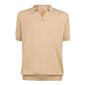 Sloan beige knitted buttonless polo shirt - MC2 Saint Barth