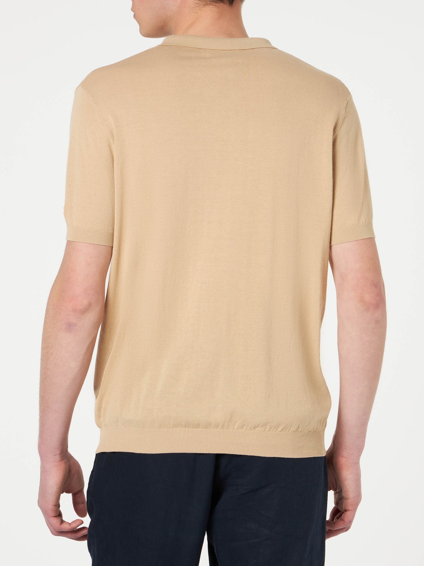Sloan beige knitted buttonless polo shirt - MC2 Saint Barth