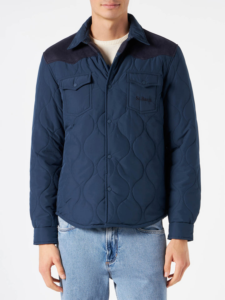 Man navy blue padded overshirt with patch pockets - MC2 Saint Barth