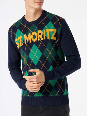 Man cashmere blend sweater with argyle jacquard - MC2 Saint Barth