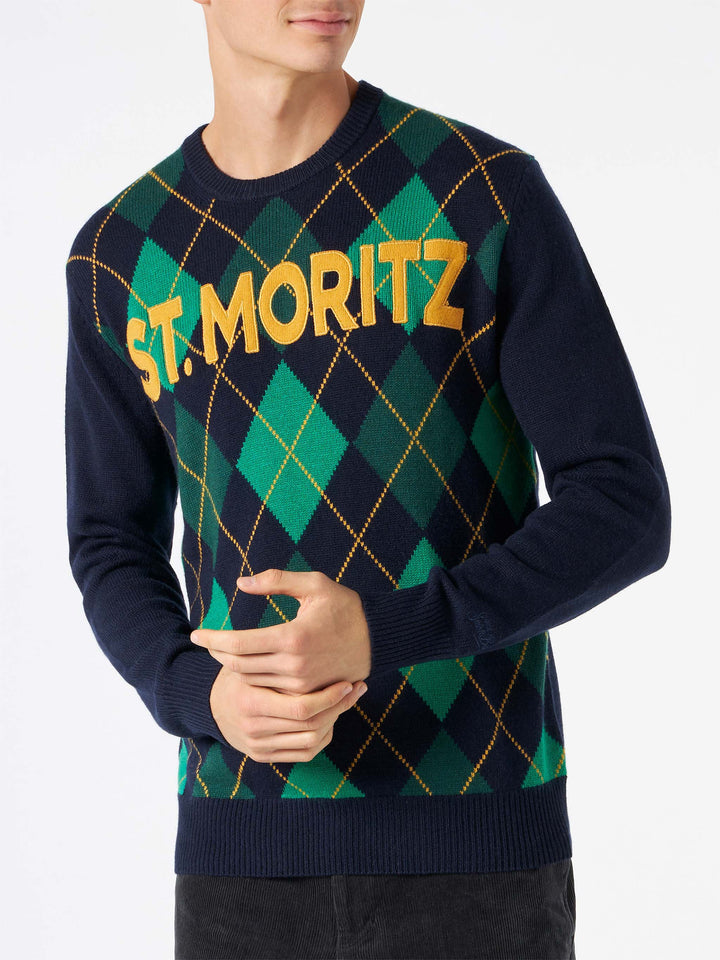 Man cashmere blend sweater with argyle jacquard - MC2 Saint Barth