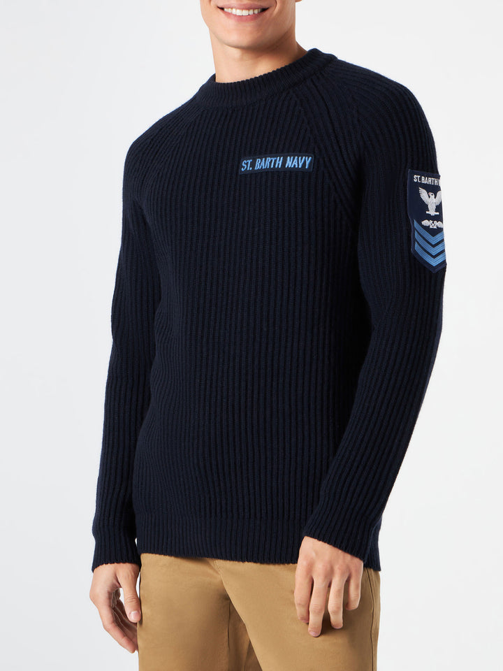 Man ribbed blue sweater - MC2 Saint Barth