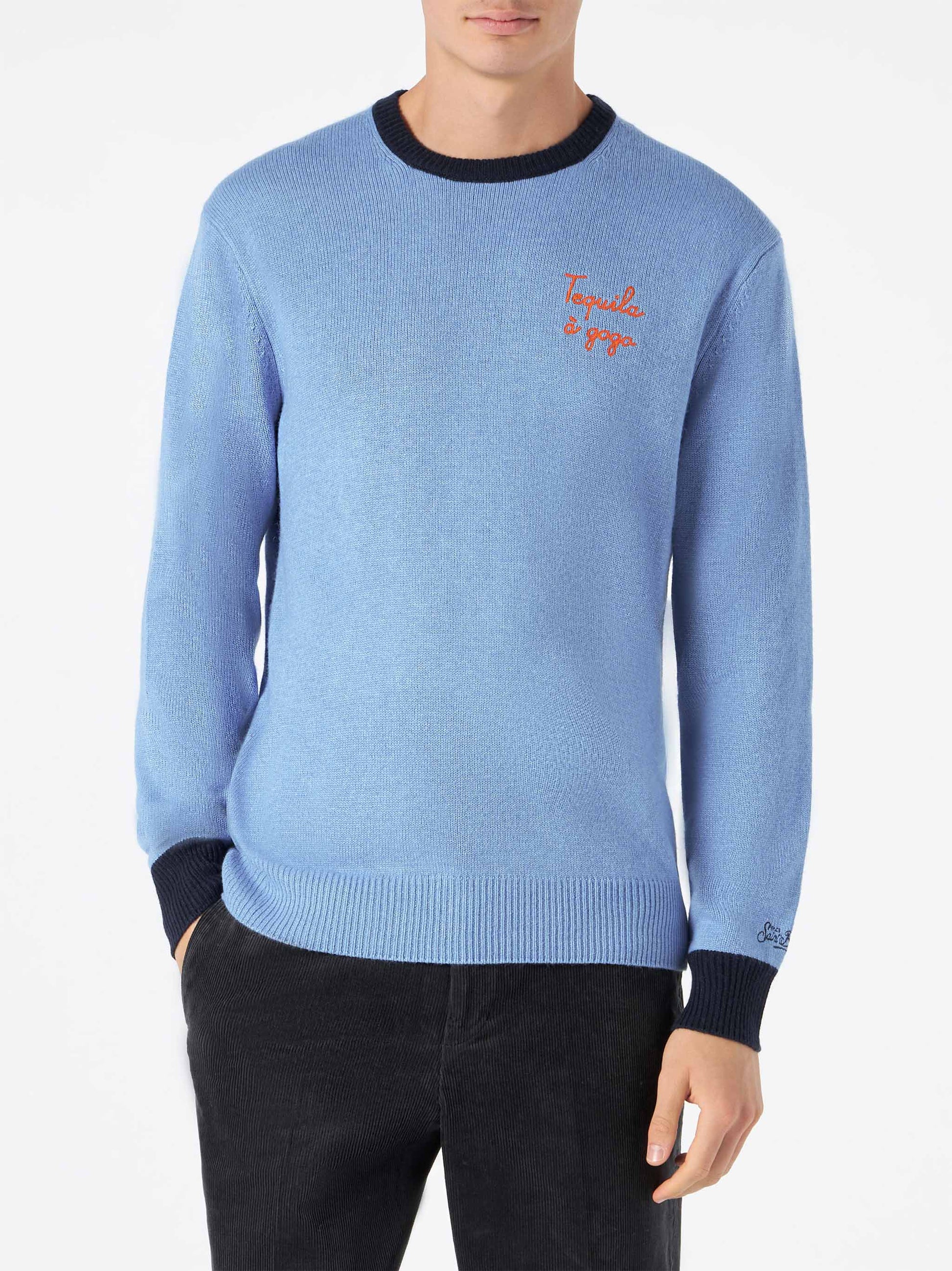 Man light blue sweater with Tequila à gogo embroidery - MC2 Saint Barth