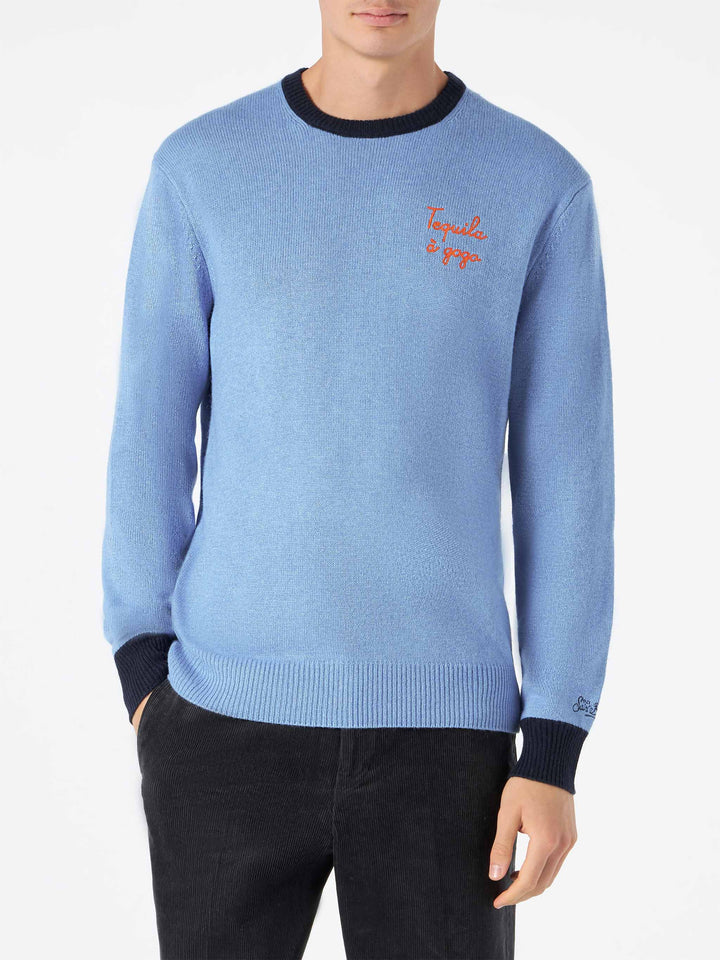 Man light blue sweater with Tequila à gogo embroidery - MC2 Saint Barth