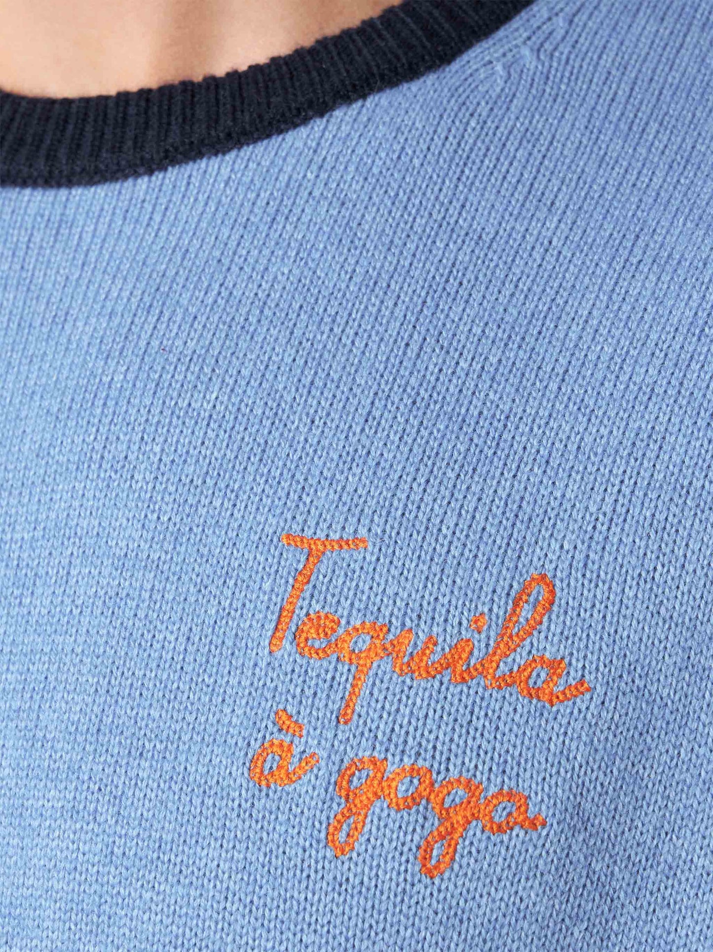 Man light blue sweater with Tequila à gogo embroidery - MC2 Saint Barth