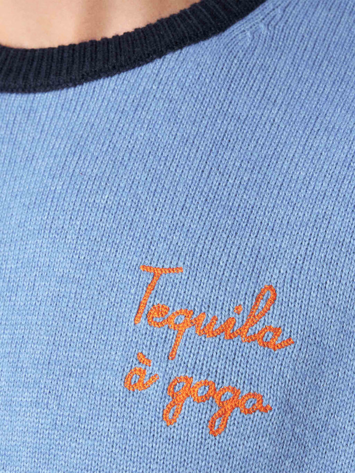 Man light blue sweater with Tequila à gogo embroidery - MC2 Saint Barth