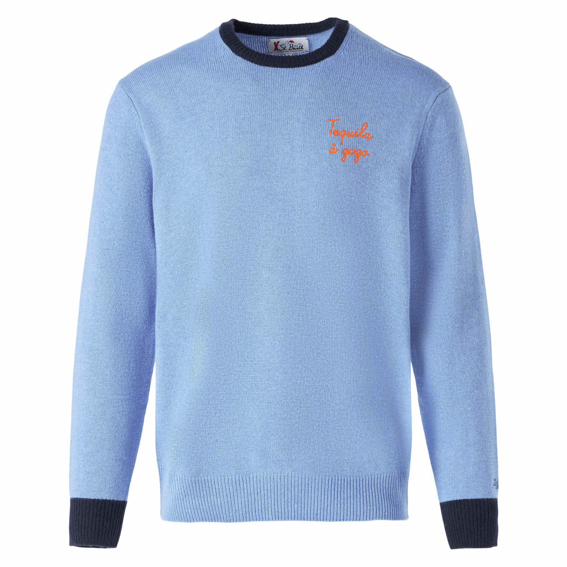 Man light blue sweater with Tequila à gogo embroidery - MC2 Saint Barth