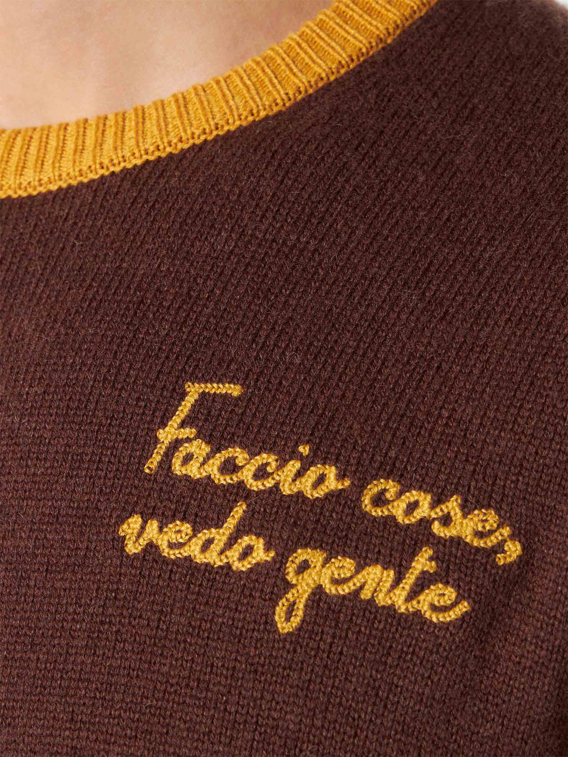 Man brown sweater with Faccio cose, vedo gente embroidery - MC2 Saint Barth