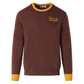 Man brown sweater with Faccio cose, vedo gente embroidery - MC2 Saint Barth