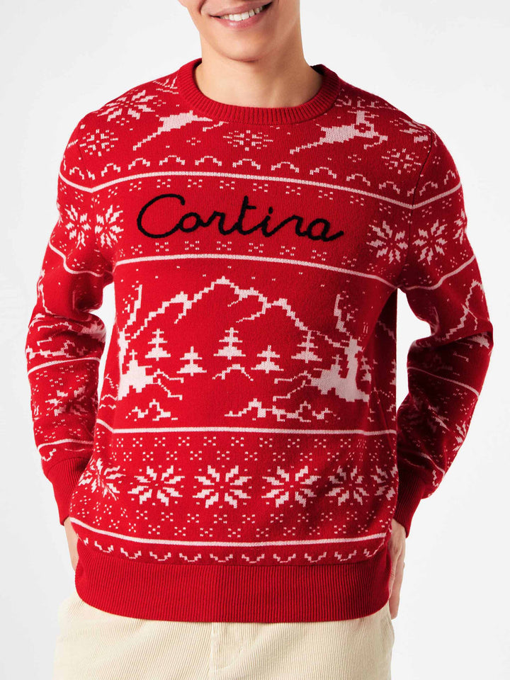 Man sweater Norwegian style with Cortina embroidery - MC2 Saint Barth