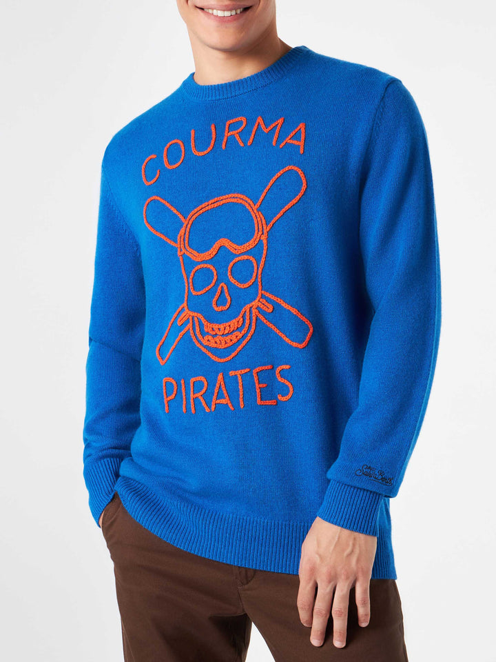 Man blue sweater with Courma Pirates embroidery - MC2 Saint Barth