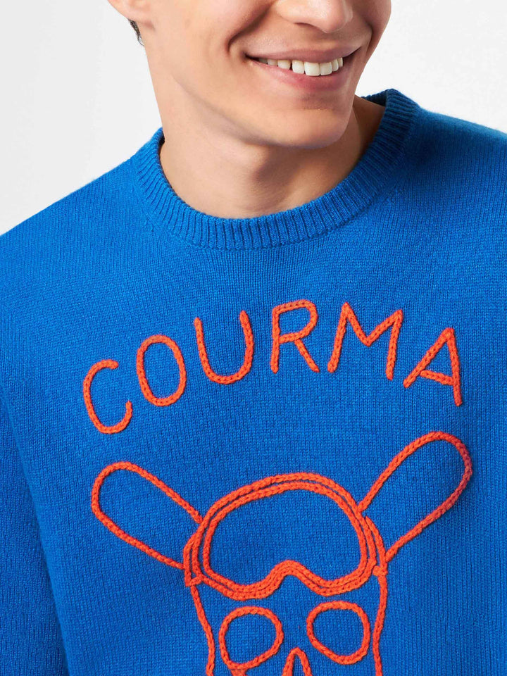 Man blue sweater with Courma Pirates embroidery - MC2 Saint Barth