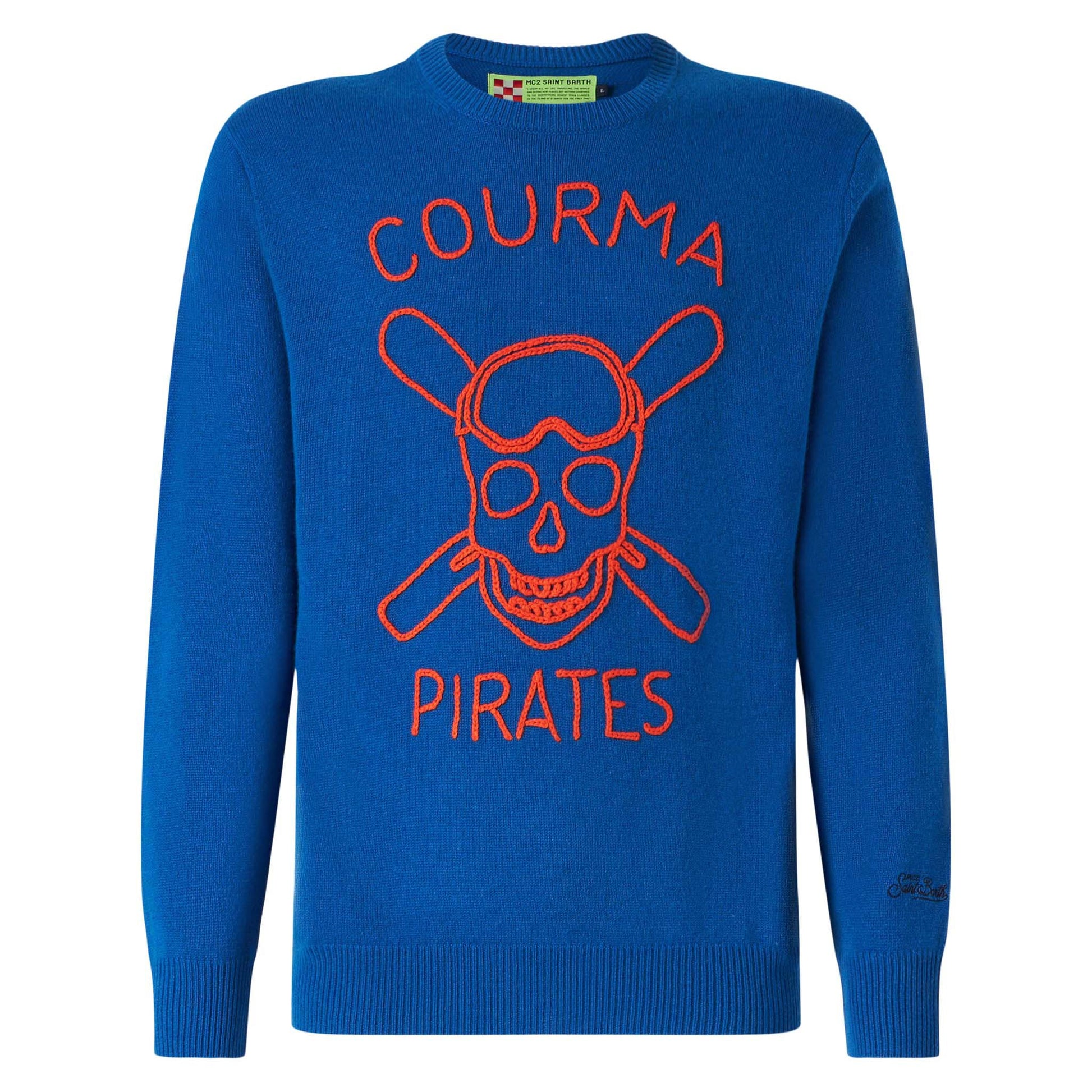 Man blue sweater with Courma Pirates embroidery - MC2 Saint Barth