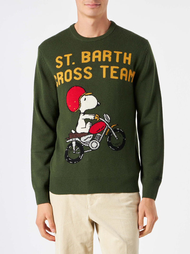 Man military green sweater with Snoopy print | PEANUTS™ SPECIAL EDITION - MC2 Saint Barth