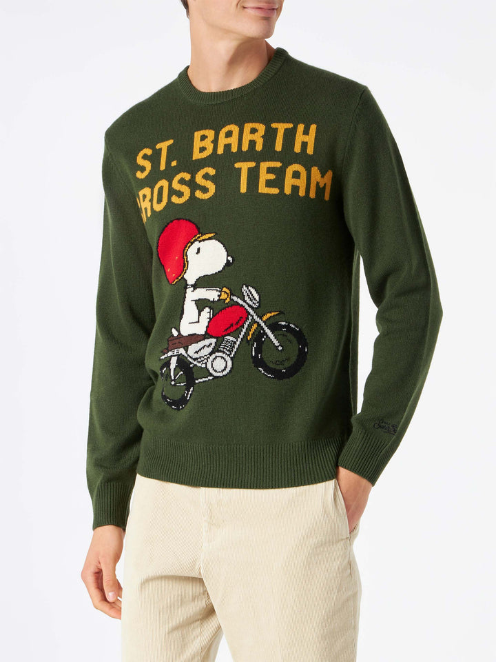 Man military green sweater with Snoopy print | PEANUTS™ SPECIAL EDITION - MC2 Saint Barth