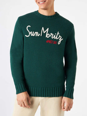 Man blended cashmere sweater with Sun Moritz embroidery - MC2 Saint Barth