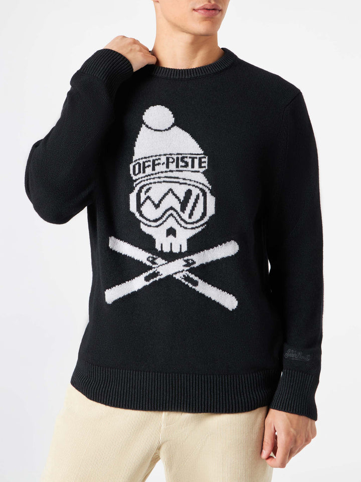 Man black sweater Off piste skull - MC2 Saint Barth