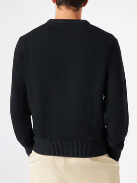 Man black sweater Off piste skull - MC2 Saint Barth