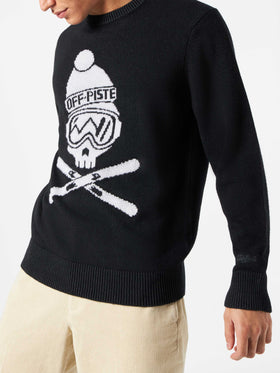 Man black sweater Off piste skull - MC2 Saint Barth