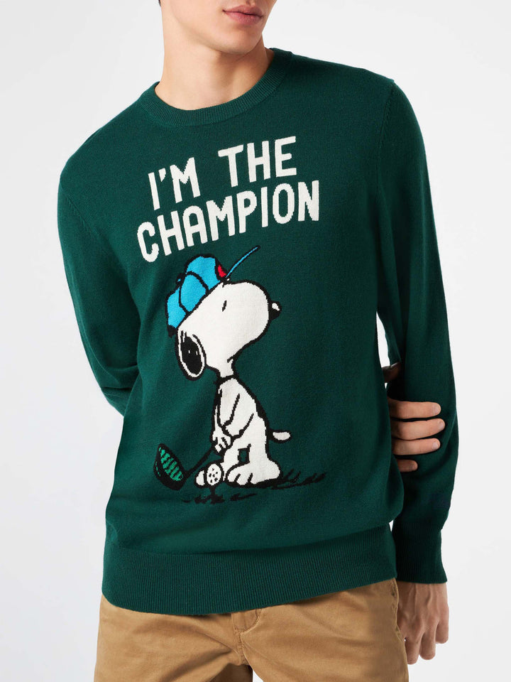 Man lightweight sweater with Snoopy jacquard | SNOOPY PEANUTS™ SPECIAL EDITION - MC2 Saint Barth