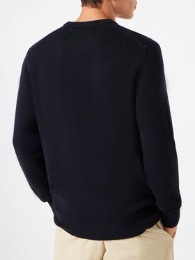 Man blue navy sweater "I hate Mountains Smurf" print | ©PEYO SPECIAL EDITION - MC2 Saint Barth