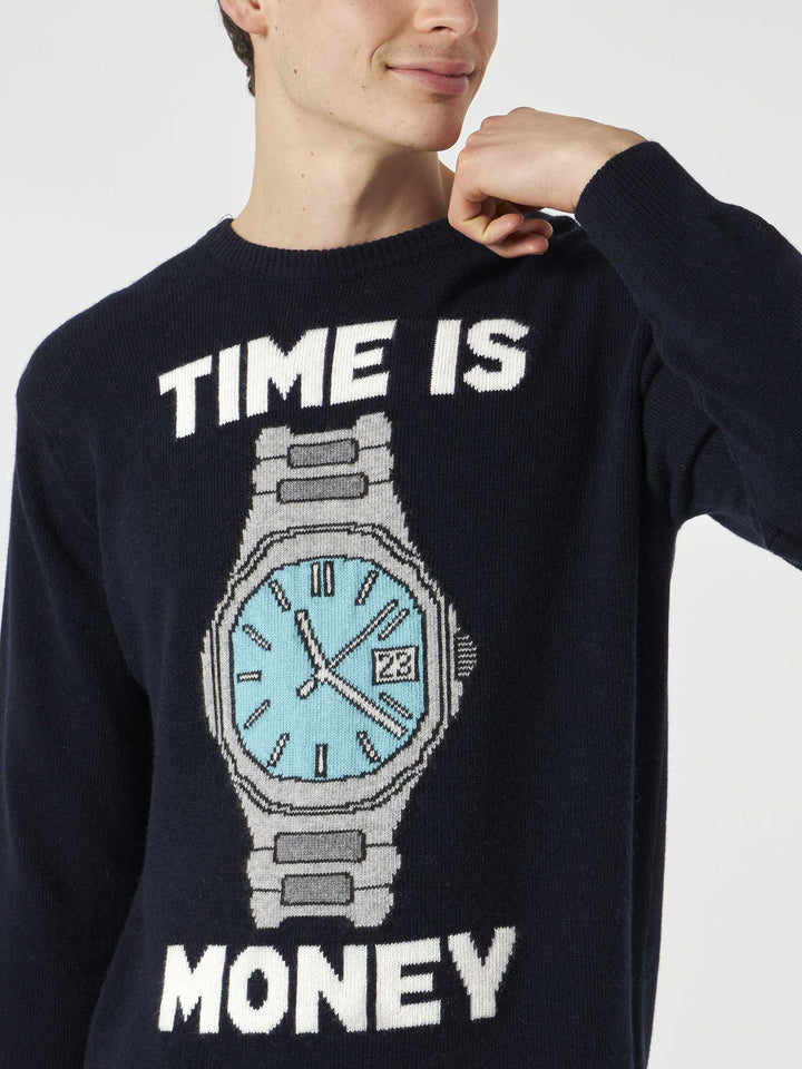 Man sweater with Time is money embroidery - MC2 Saint Barth