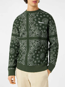Man crewneck sweatshirt with green bandanna print - MC2 Saint Barth