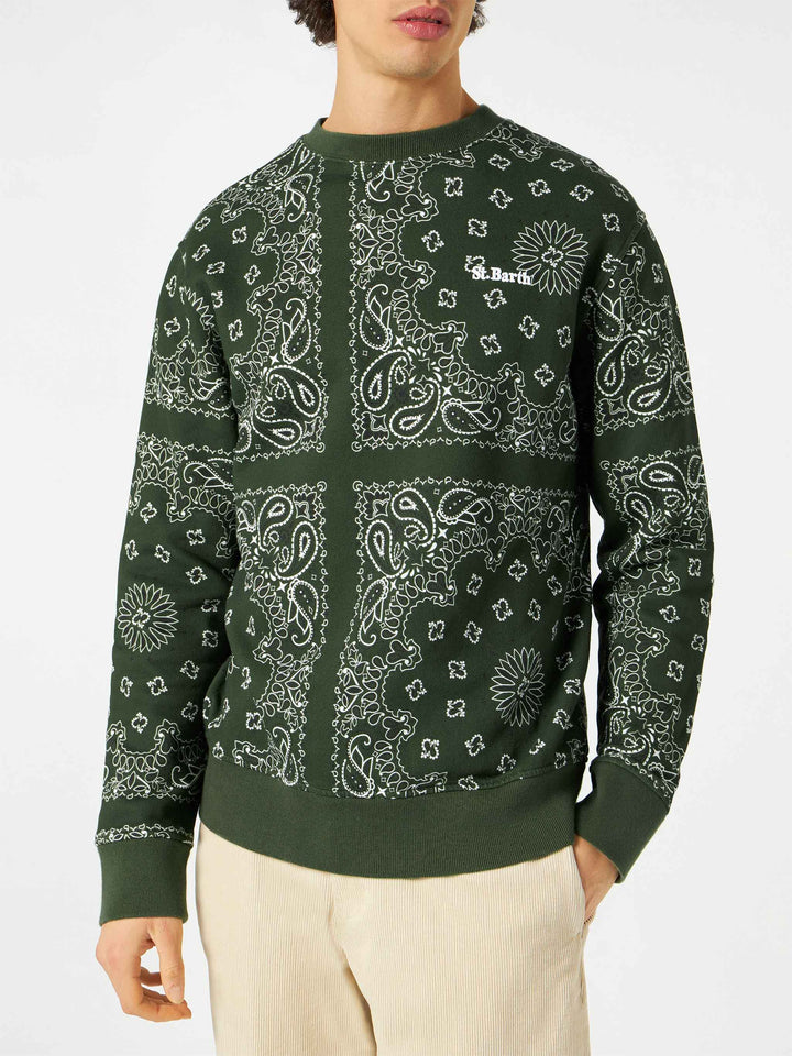 Man crewneck sweatshirt with green bandanna print - MC2 Saint Barth