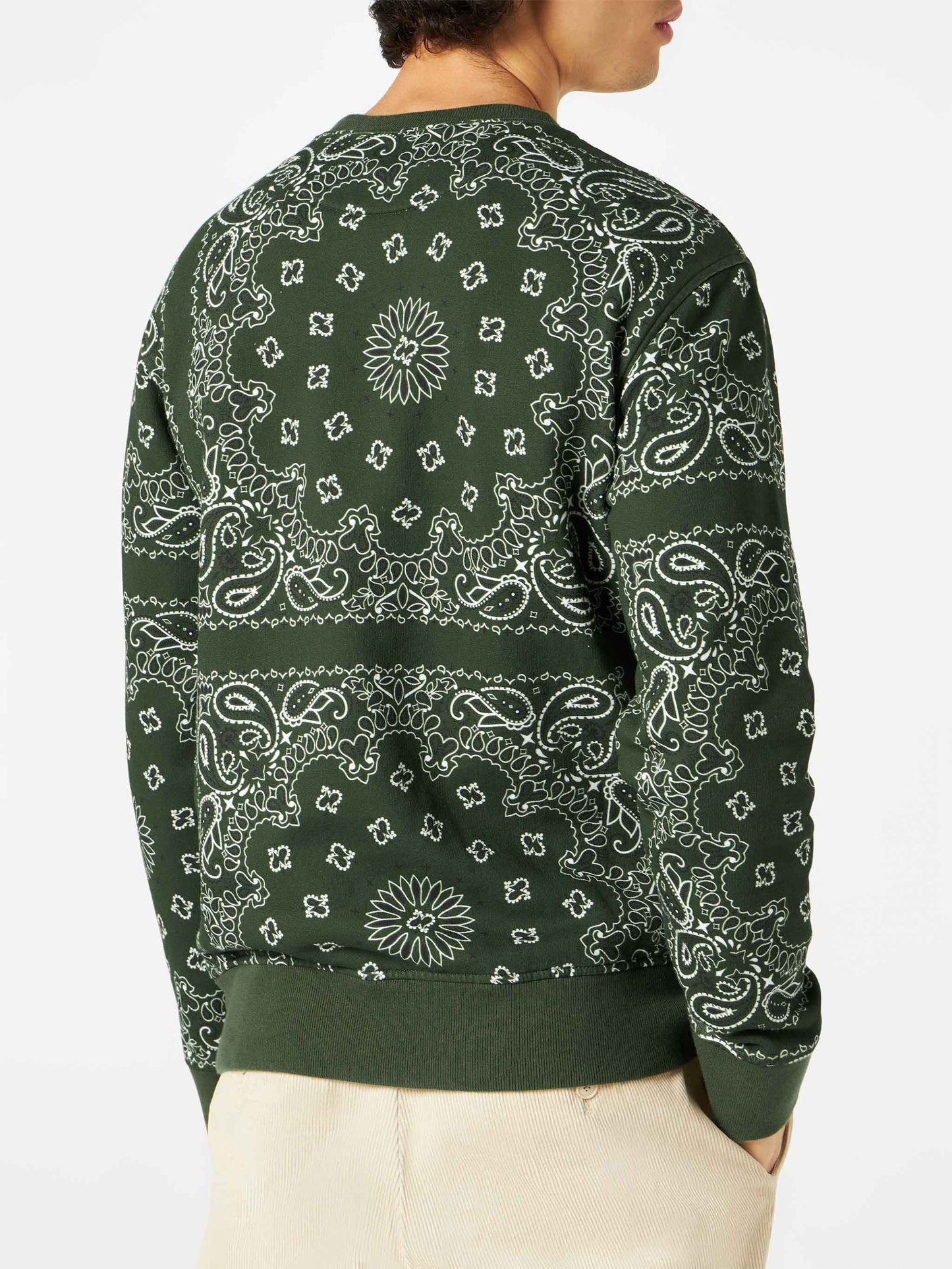 Man crewneck sweatshirt with green bandanna print - MC2 Saint Barth