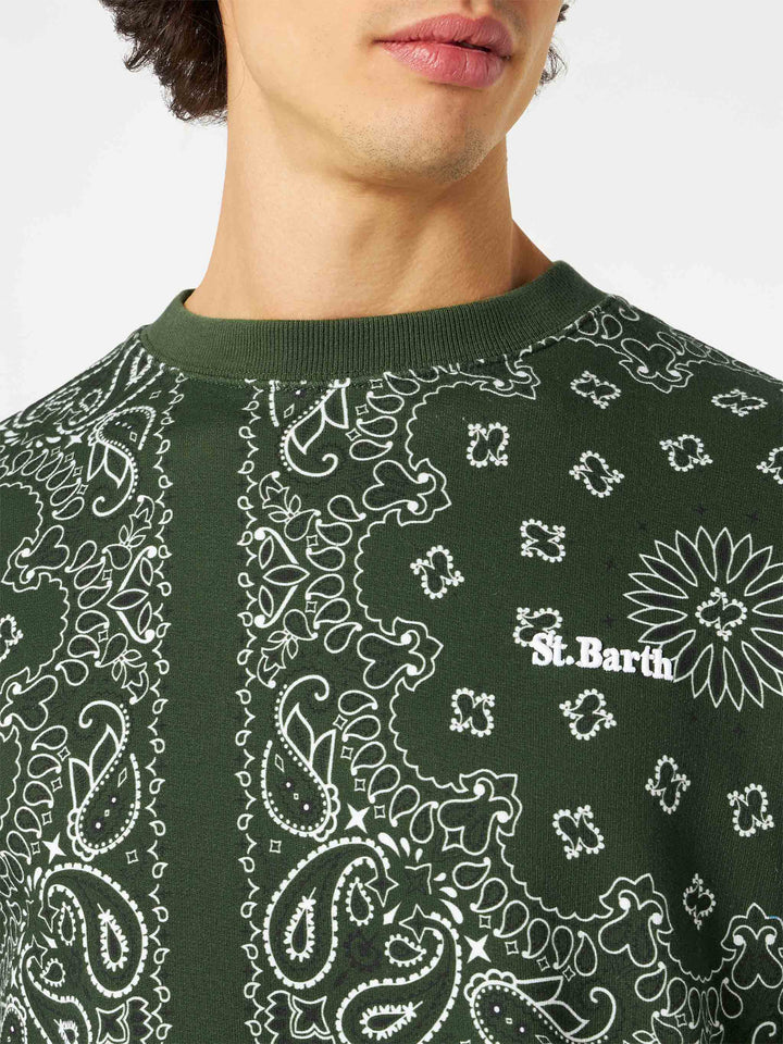 Man crewneck sweatshirt with green bandanna print - MC2 Saint Barth