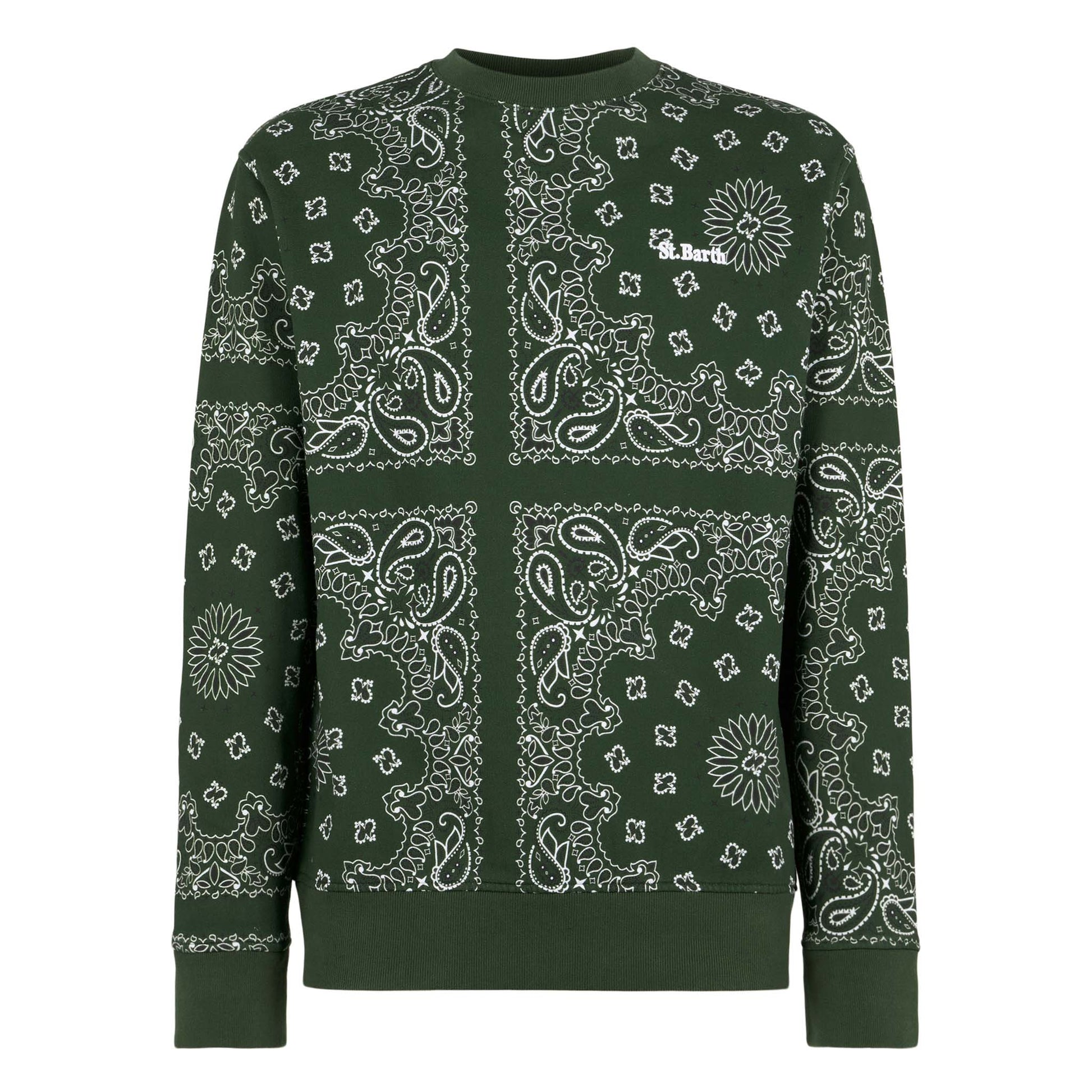 Man crewneck sweatshirt with green bandanna print - MC2 Saint Barth
