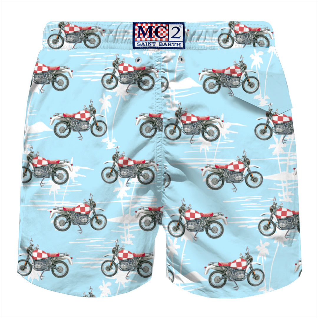 Man light fabric swim shorts with motorbike print - MC2 Saint Barth
