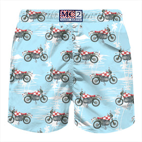 Man light fabric swim shorts with motorbike print - MC2 Saint Barth