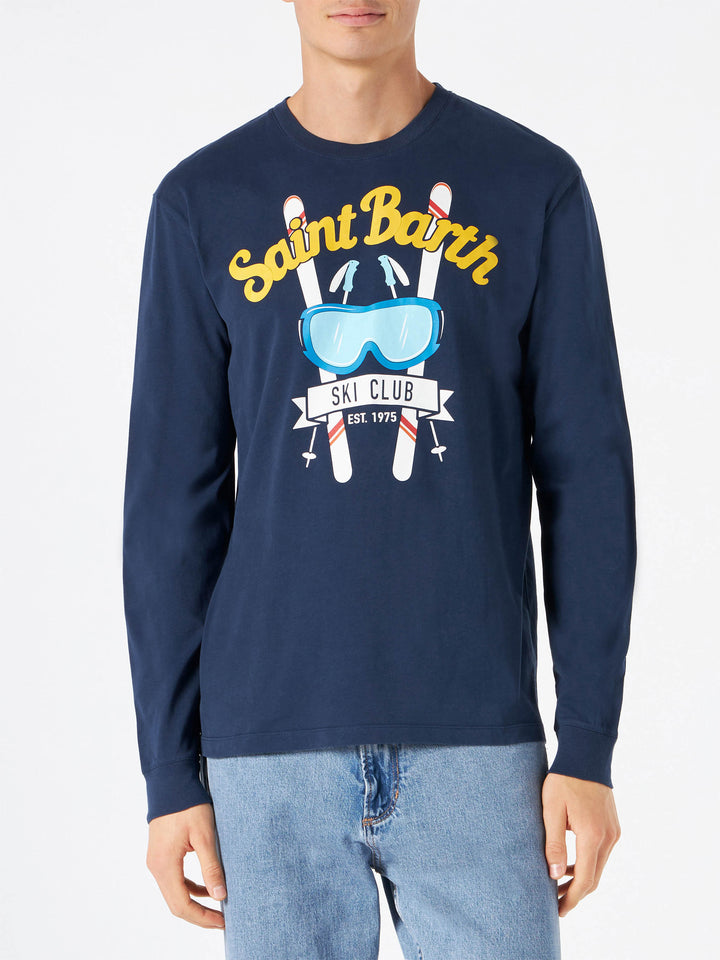 Man navy blue t-shirt with long sleeves - MC2 Saint Barth