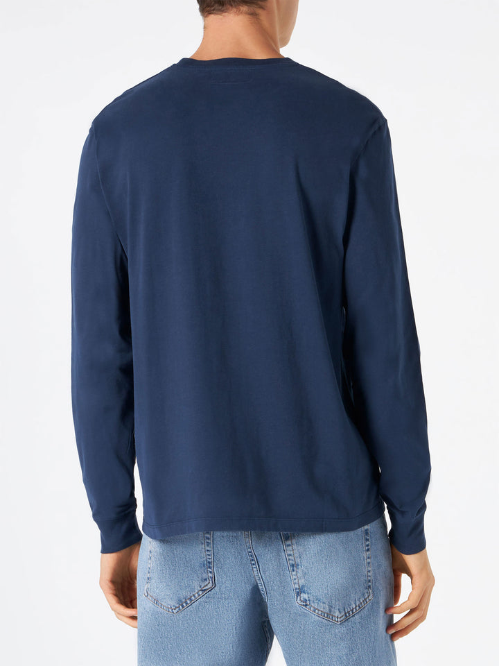 Man navy blue t-shirt with long sleeves - MC2 Saint Barth