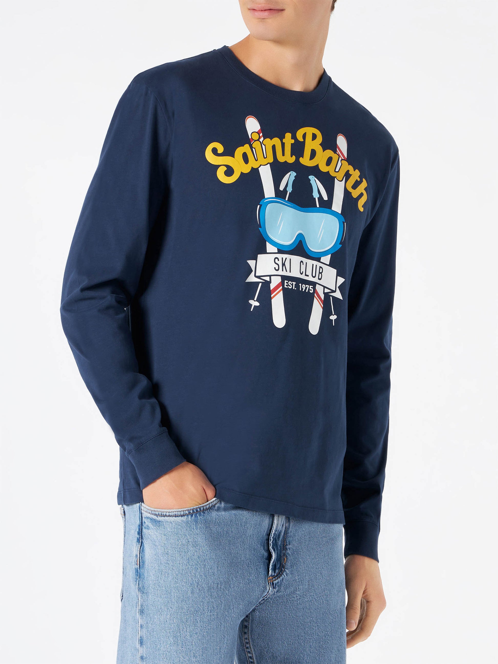 Man navy blue t-shirt with long sleeves - MC2 Saint Barth