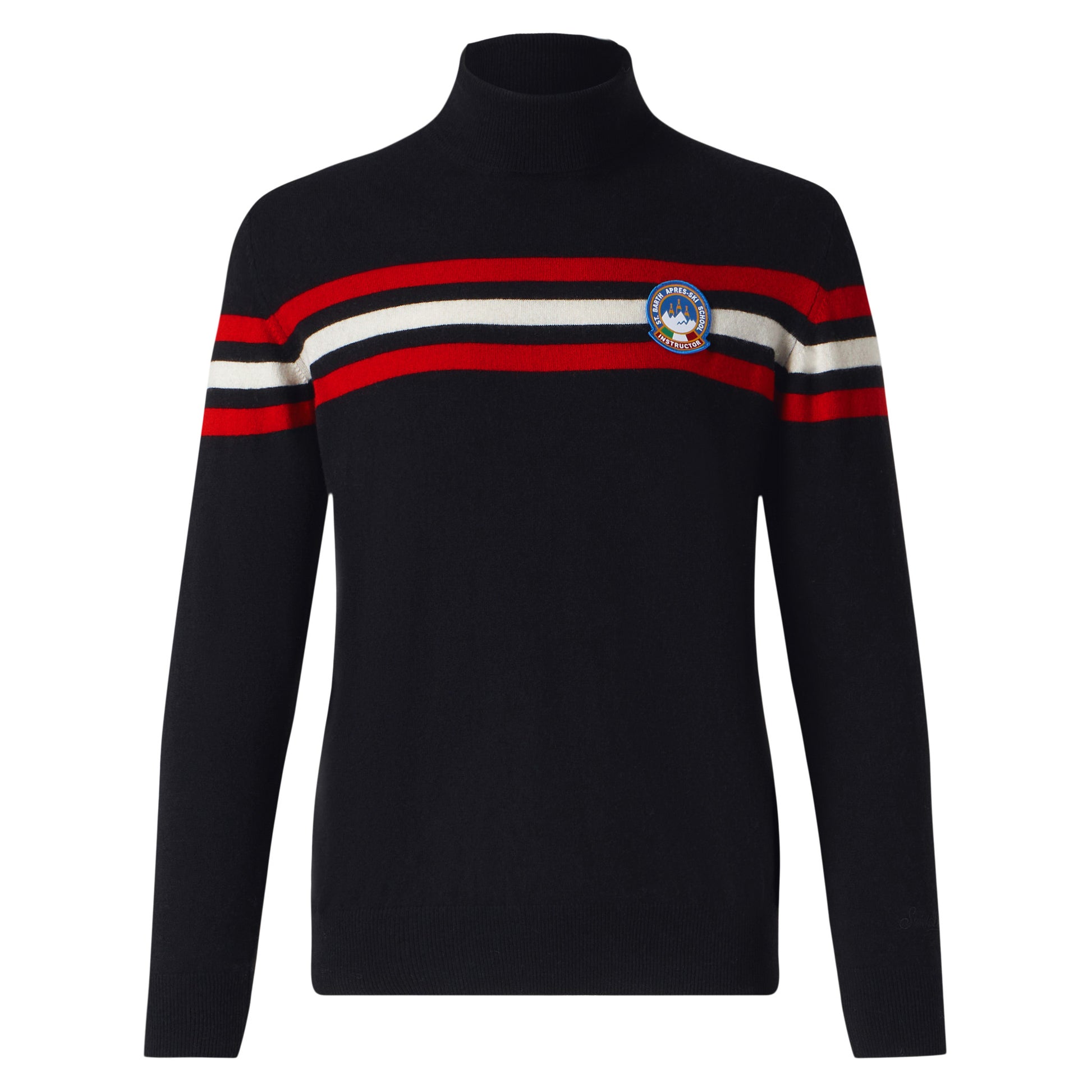 Blended cashmere turtle neck sweater with patch - MC2 Saint Barth