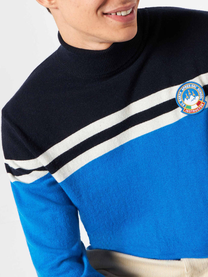 Maglione a dolcevita in misto cashmere con patch