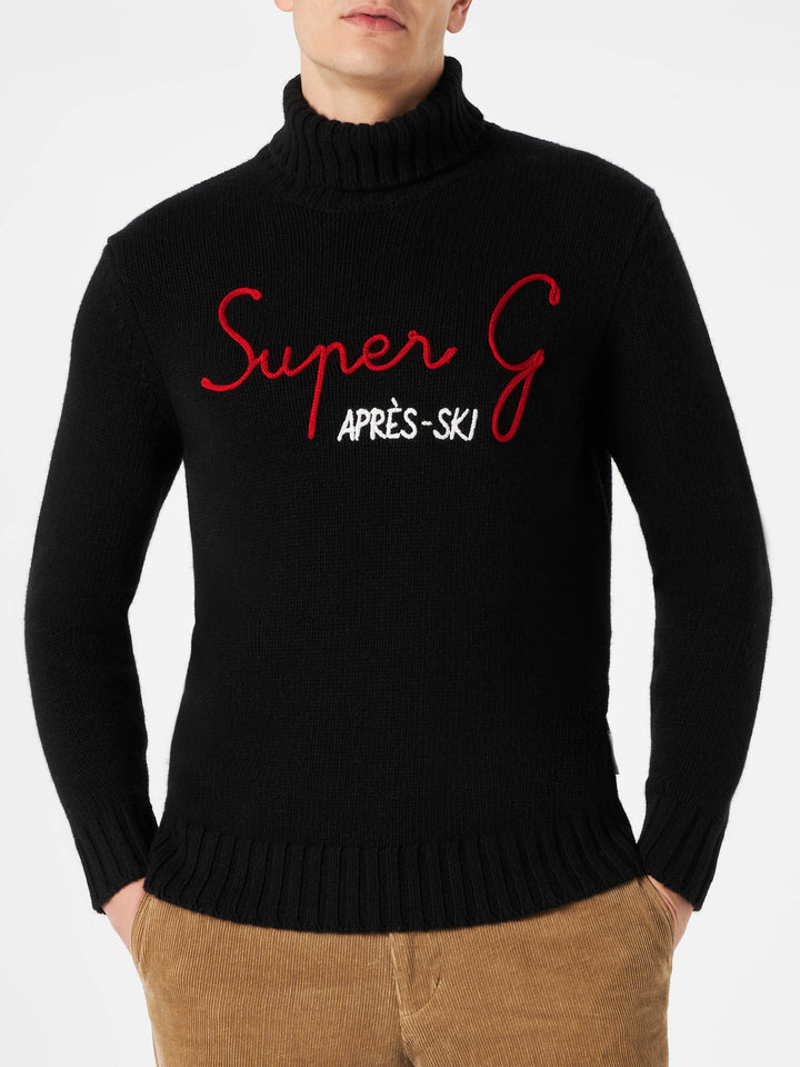 Man high neck sweater with Super G embroidery | SUPER G SPECIAL EDITION - MC2 Saint Barth