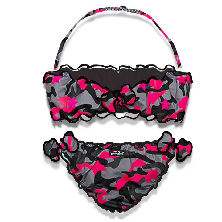 Girl bandeau bikini with fucsia mimetic print - MC2 Saint Barth
