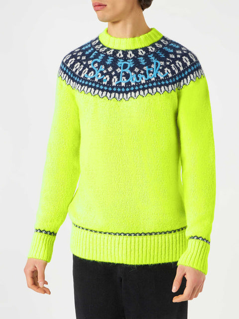 Man brushed sweater with icelandic jacquard - MC2 Saint Barth