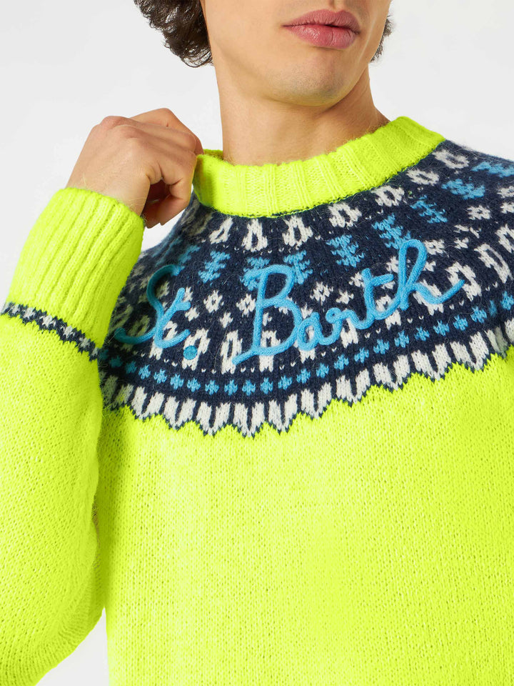 Man brushed sweater with icelandic jacquard - MC2 Saint Barth