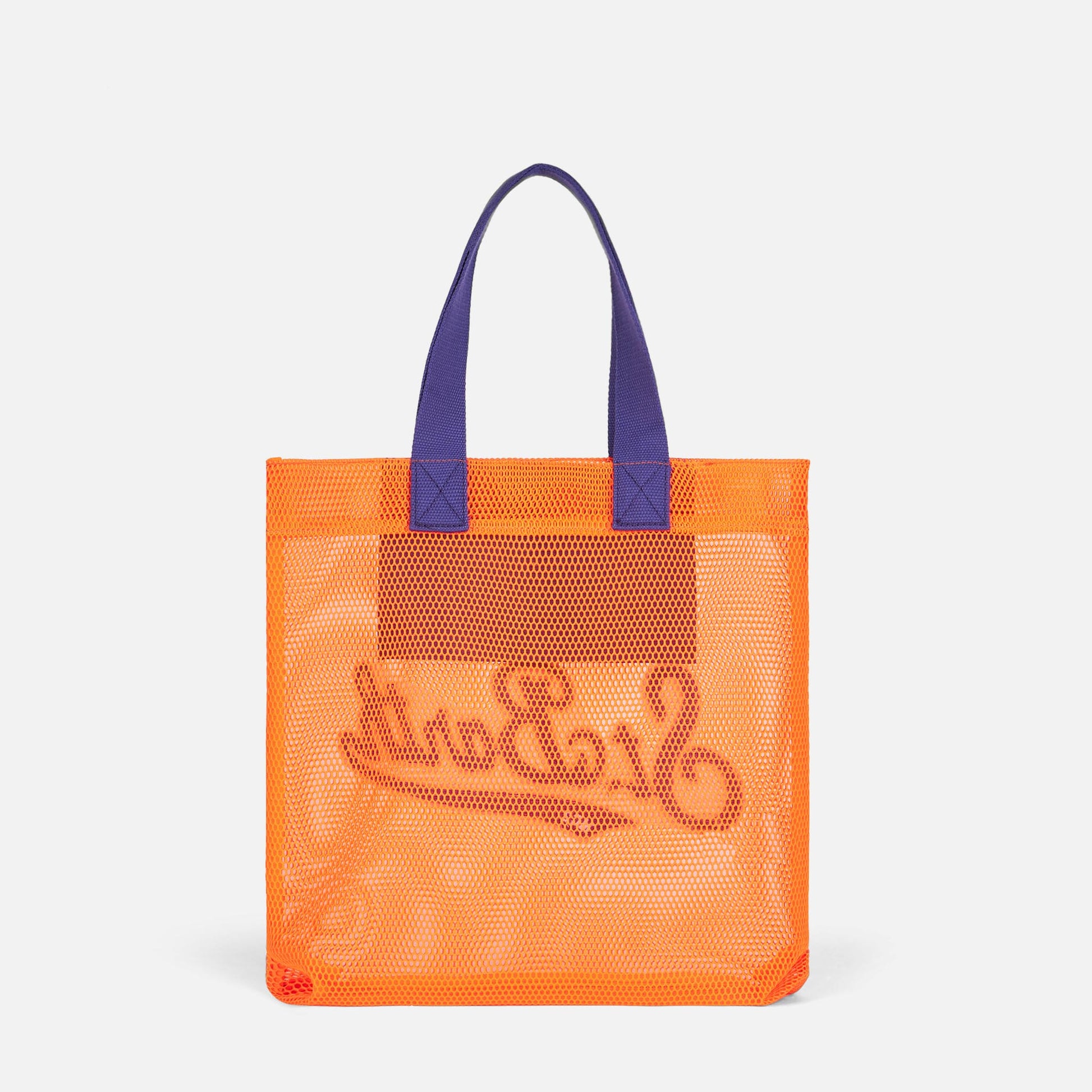 Mesh orange shopper bag with front terry embroidery - MC2 Saint Barth