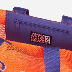Mesh orange shopper bag with front terry embroidery - MC2 Saint Barth
