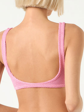Costume da bagno donna rosa crinkle top bralette