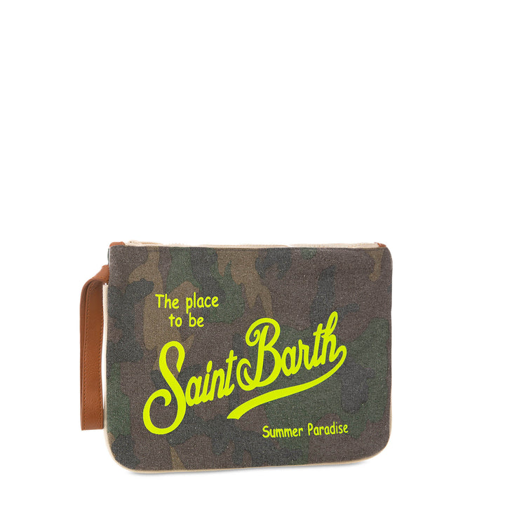 Pochette Parisienne in canvas con stampa camouflage