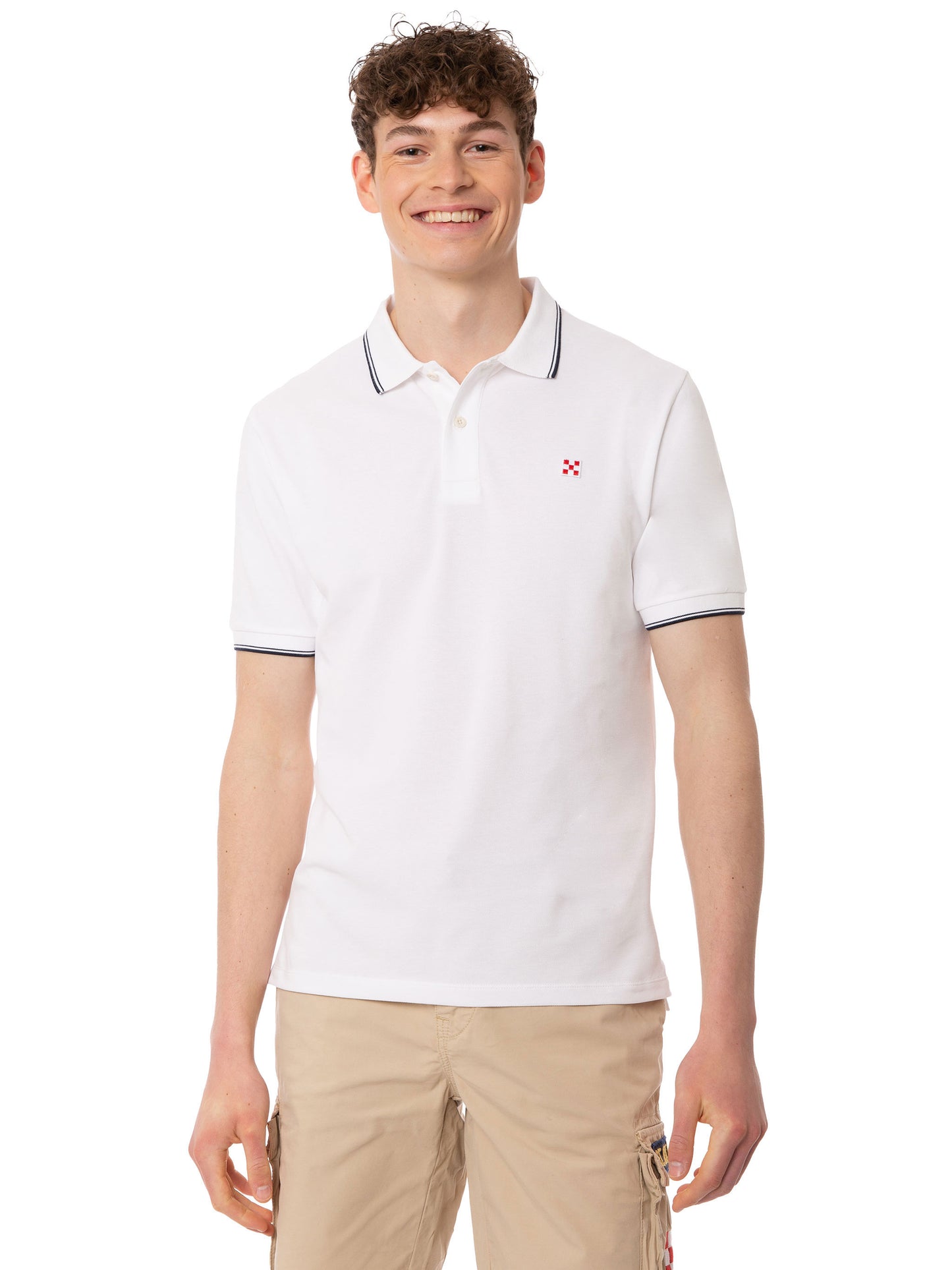 White piquet polo with St. Barth logo