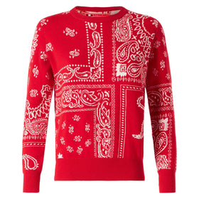 Woman sweater with red bandanna jacquard - MC2 Saint Barth