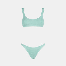 Woman sage crinkle bralette bikini